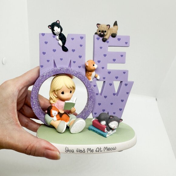 SOLD NIB Hamilton Collection Precious Moments Cat Obsessed Ceramic Figurine - Picture 3 of 7